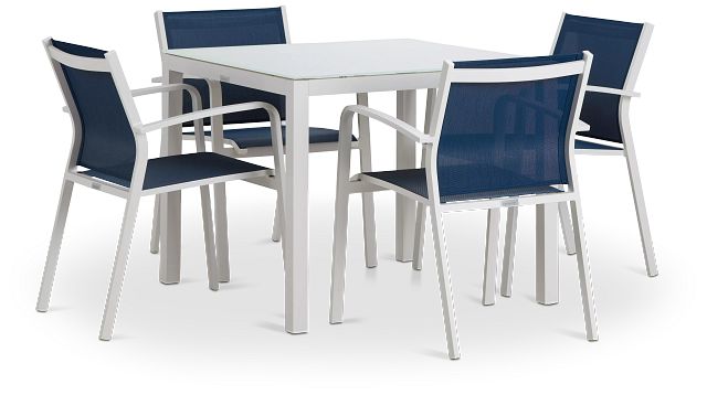 Lisbon Navy 36" Square Table & 4 Sling Chairs