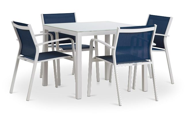 Lisbon Navy 36" Square Table & 4 Sling Chairs