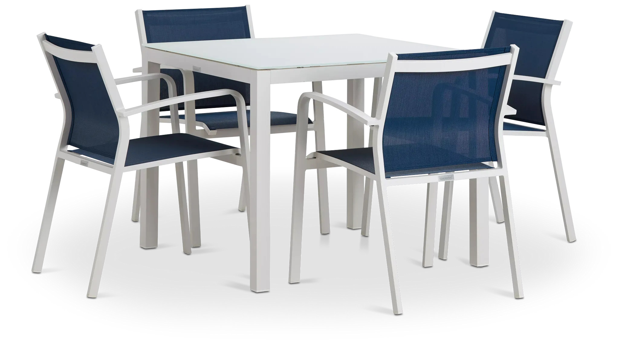 Lisbon Navy 36" Square Table & 4 Sling Chairs