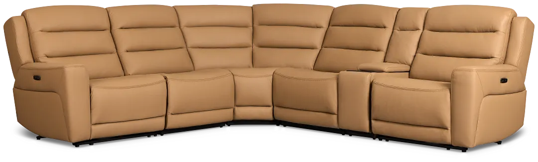 Wilder Brown Leather Medium Dual Power 2-arm Reclining Sectional