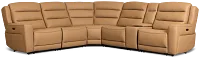 Wilder Brown Leather Medium Dual Power 2-arm Reclining Sectional