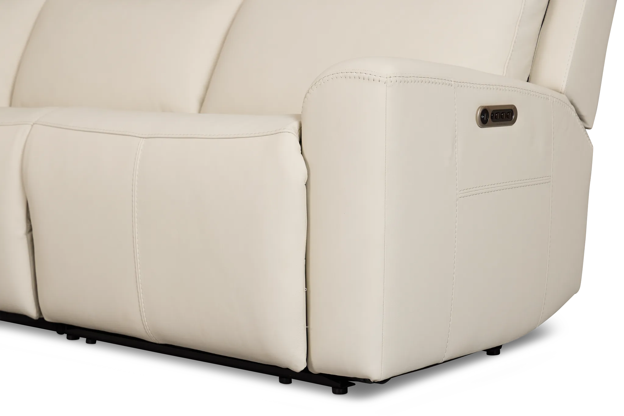 Flexsteel Sterling Ivory Lthr/vinyl Small Triple Power Reclining Two-arm Sectional