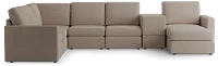 Citymod Beige Fabric Large Right Chaise Sectional With Media Console