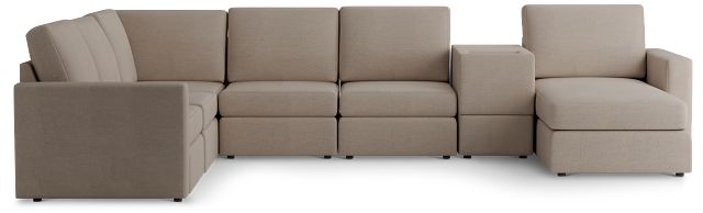 Citymod Beige Fabric Large Right Chaise Sectional With Media Console