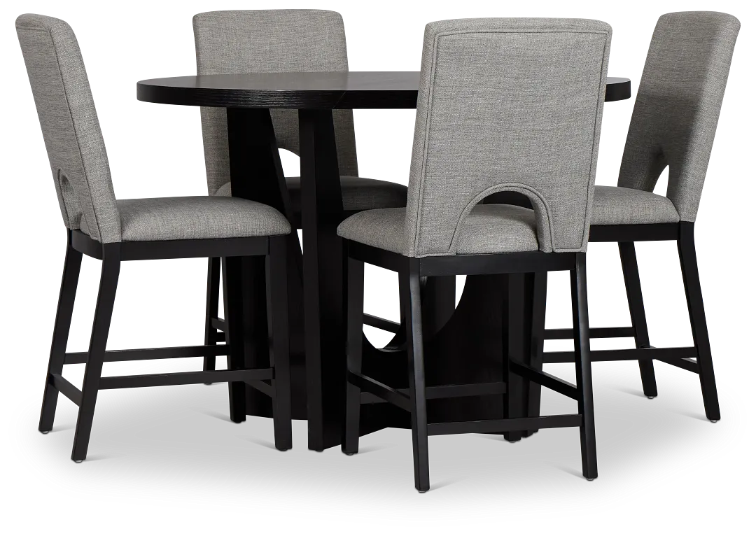 Oxford Black High Table & 4 Upholstered Barstools