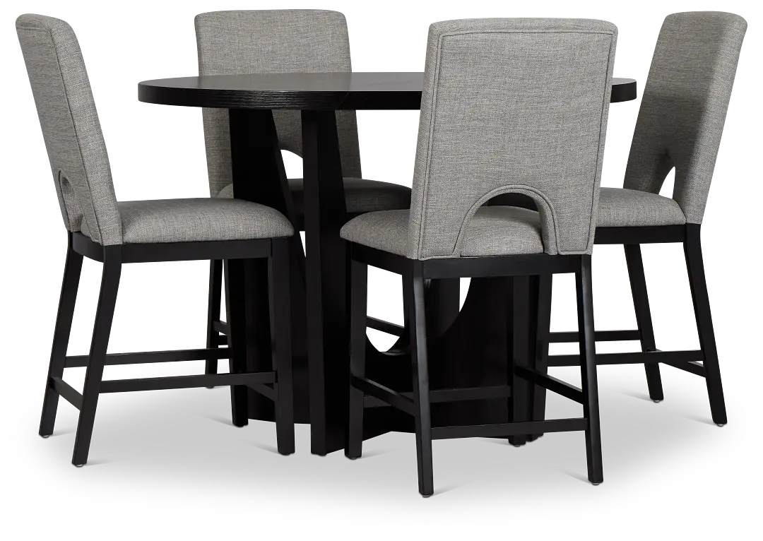 Oxford Black High Table & 4 Upholstered Barstools Oxford Black High Table & 4 Upholstered Barstools