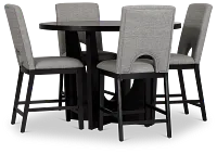 Oxford Black High Table & 4 Upholstered Barstools
