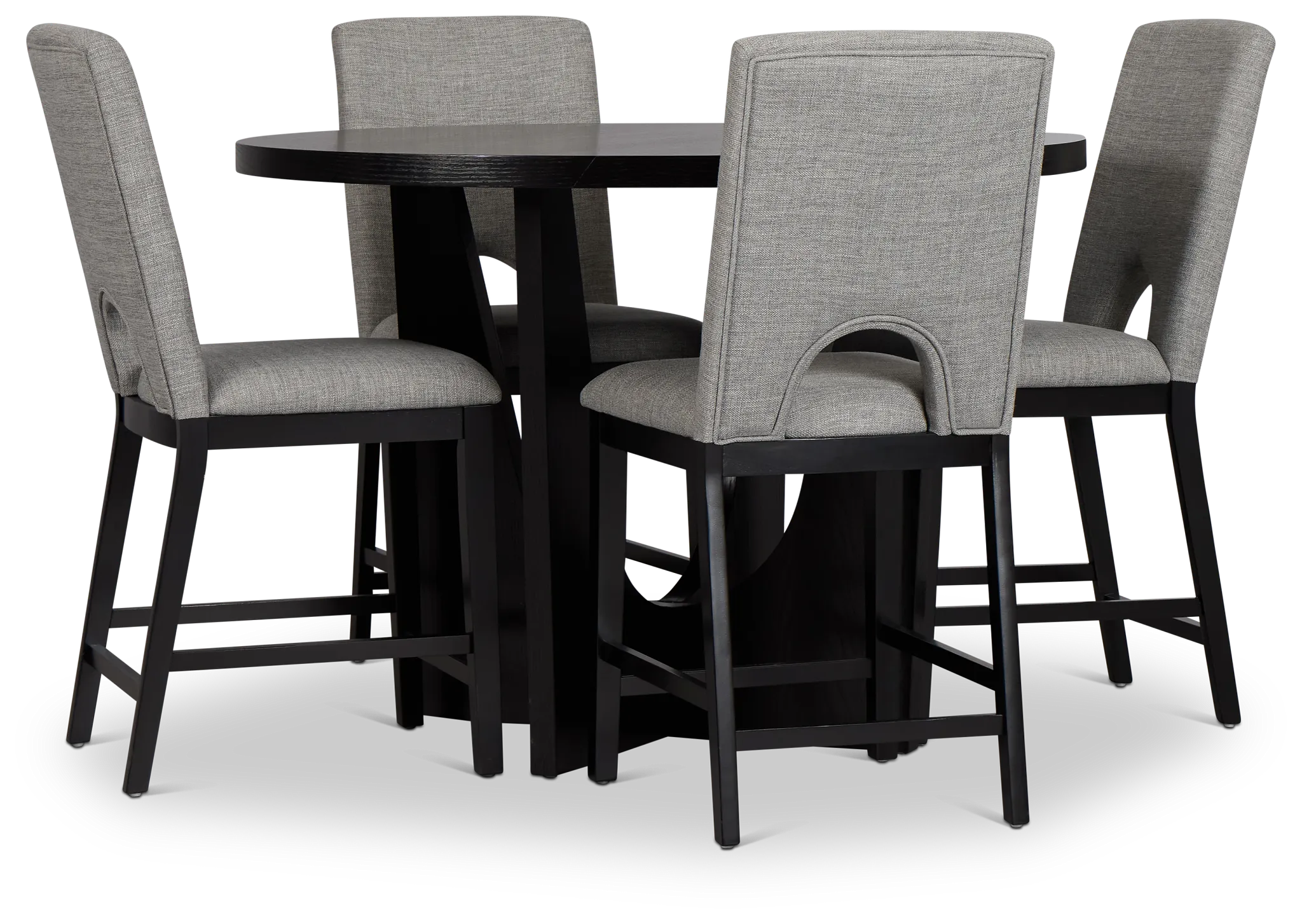 Oxford Black High Table & 4 Upholstered Barstools
