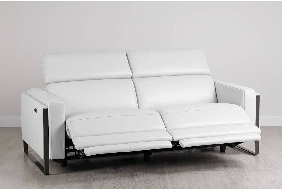 Atlas White Lthr Vinyl Reclining Sofa Living Room Atlas White Lthr Vinyl Reclining