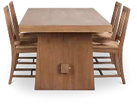 Provo Mid Tone Trestle Table & 4 Woven Chairs