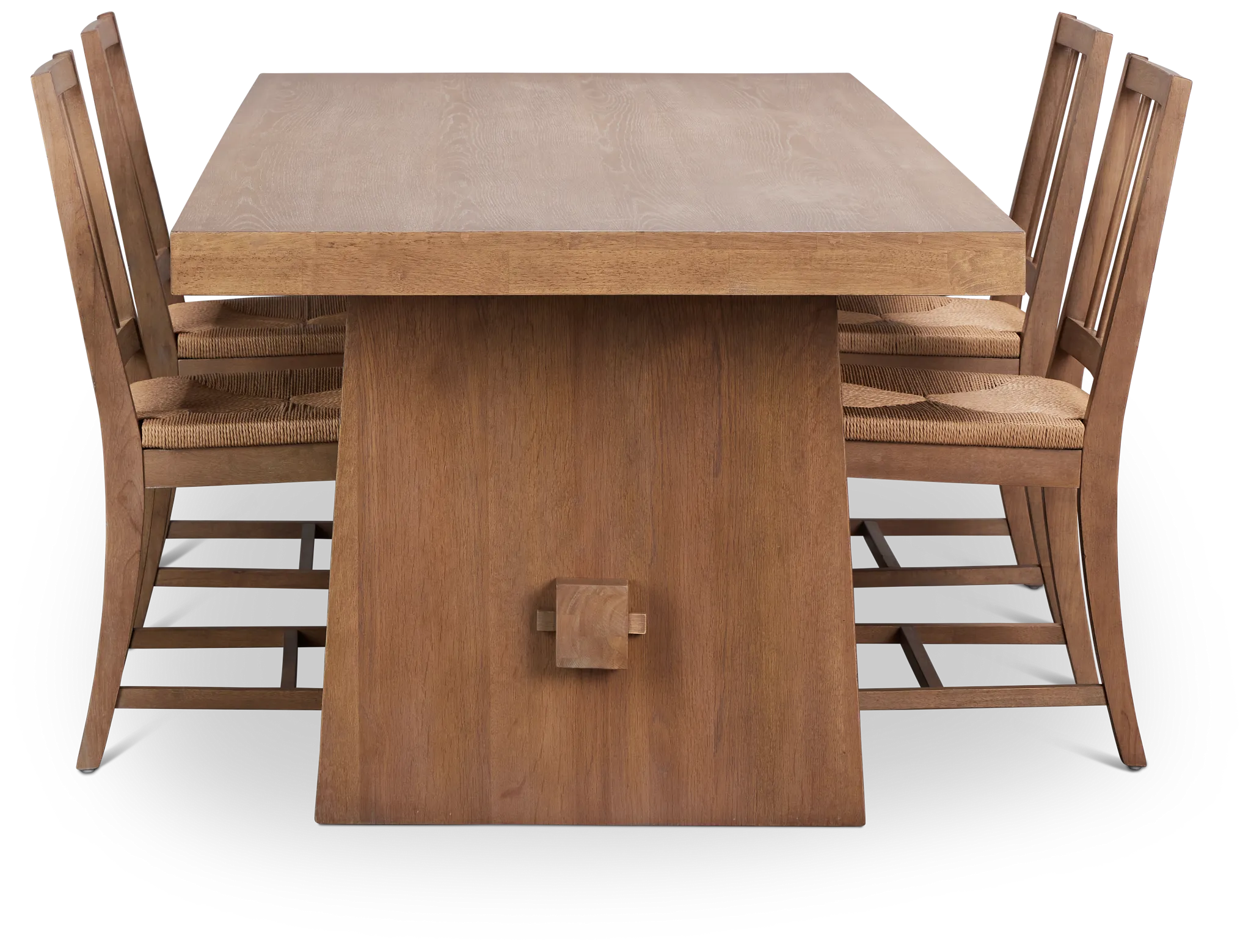 Provo Mid Tone Trestle Table & 4 Woven Chairs