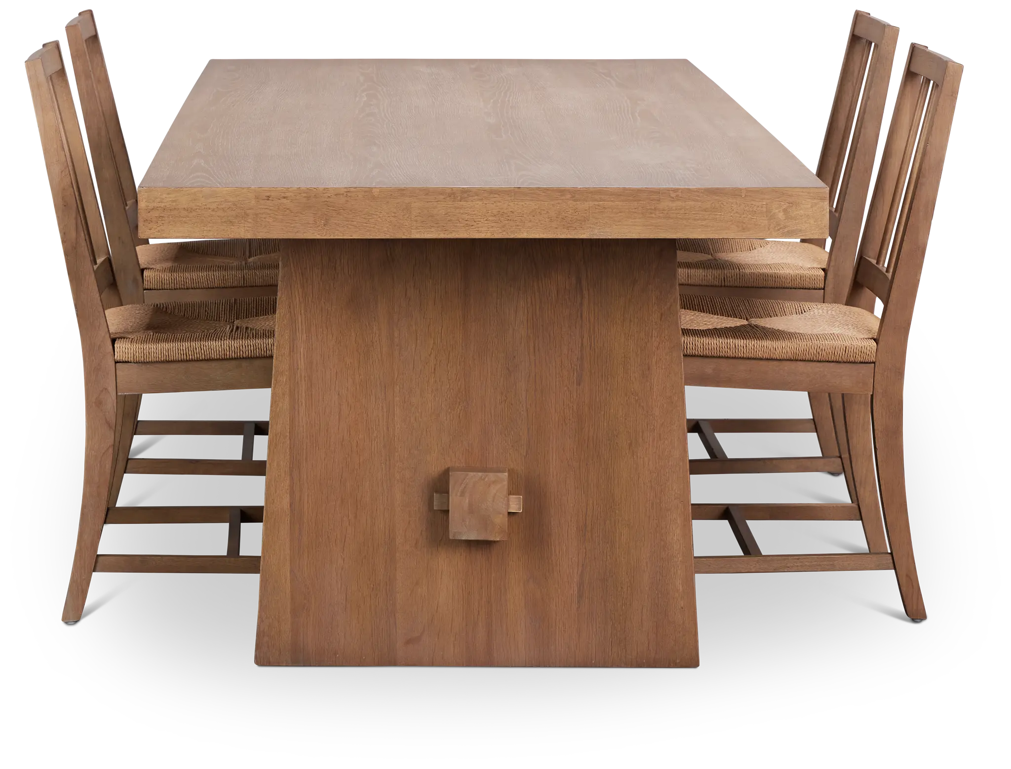 Provo Mid Tone Trestle Table & 4 Woven Chairs Provo Mid Tone Trestle Table & 4 Woven Chairs
