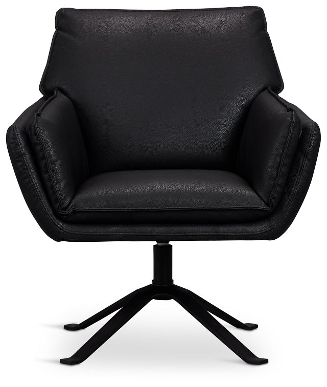 Farley Black Micro Swivel Accent Chair