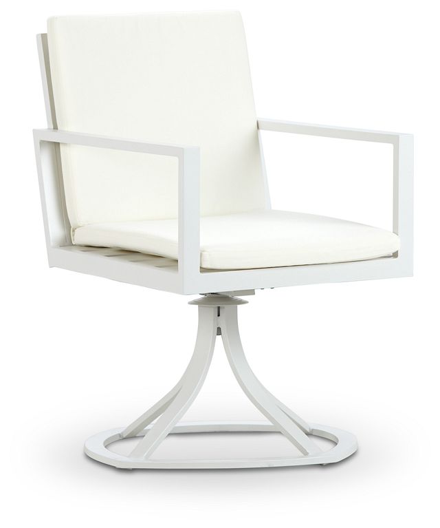 Linear White Swivel Chair