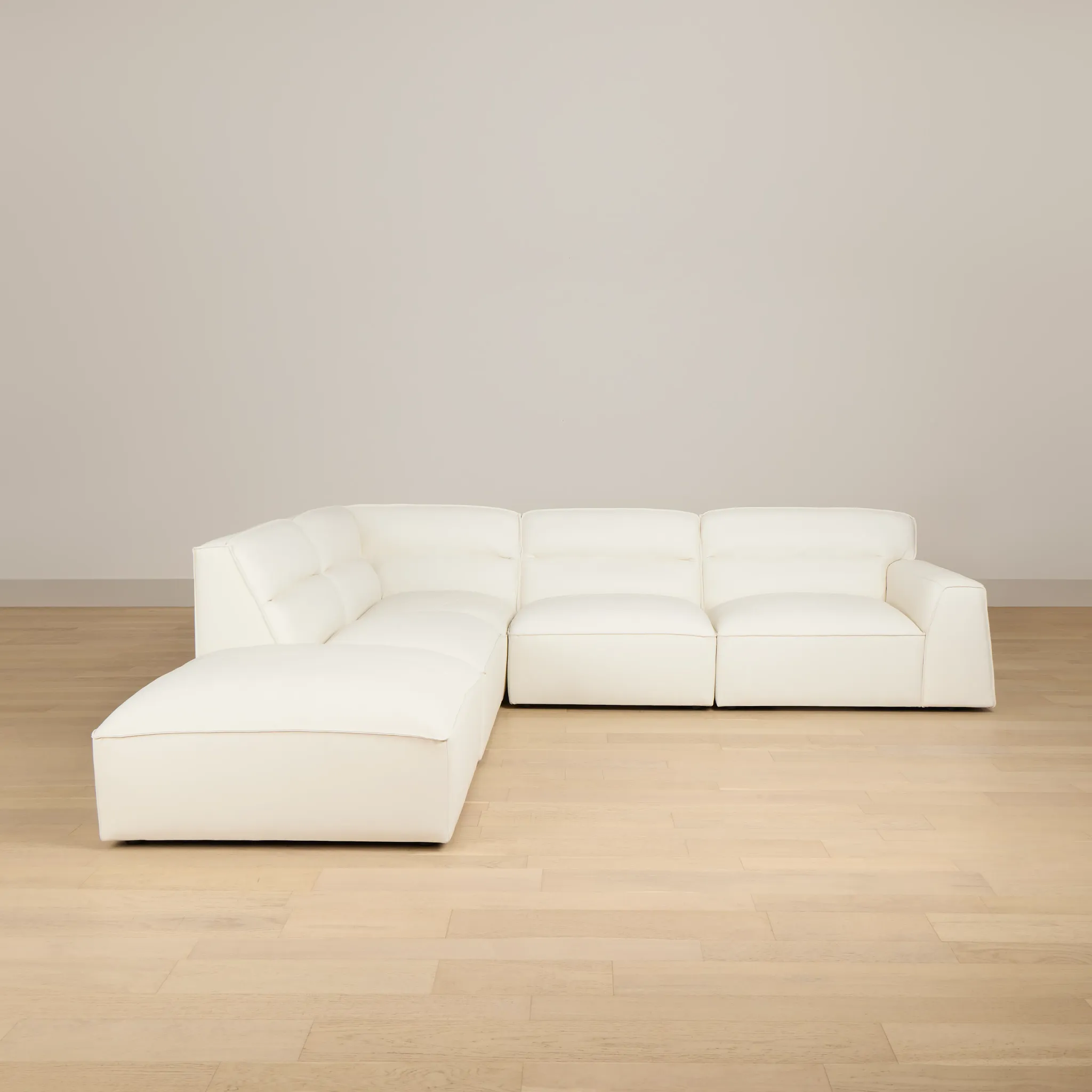 Blanca White Leather 5-piece Bumper Sectional