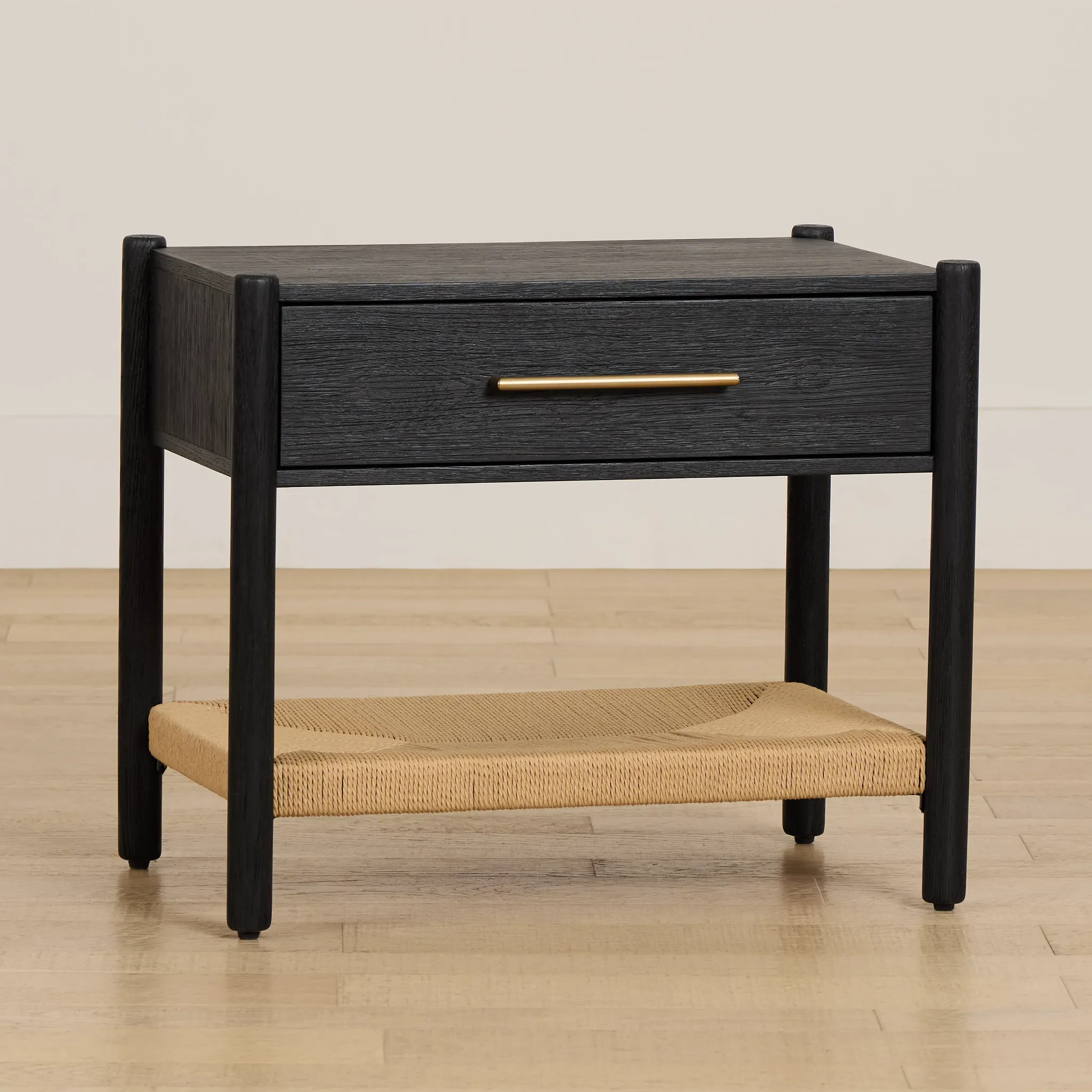 Santorini Black Woven Nightstand