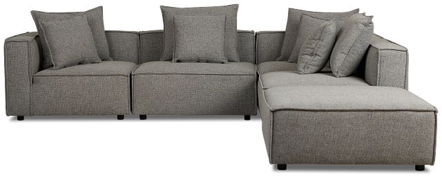 Tatum Gray Fabric 5pc Bumper Sectional