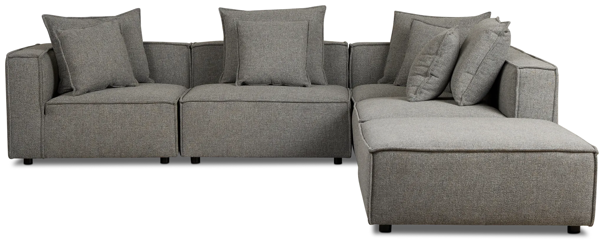 Tatum Gray Fabric 5pc Bumper Sectional