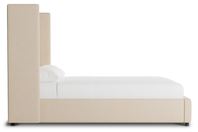Captiva Peyton Beige 60" Upholstered Shelter Bed