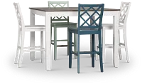 Edgartown Two-tone Square High Table & Mixed Barstools