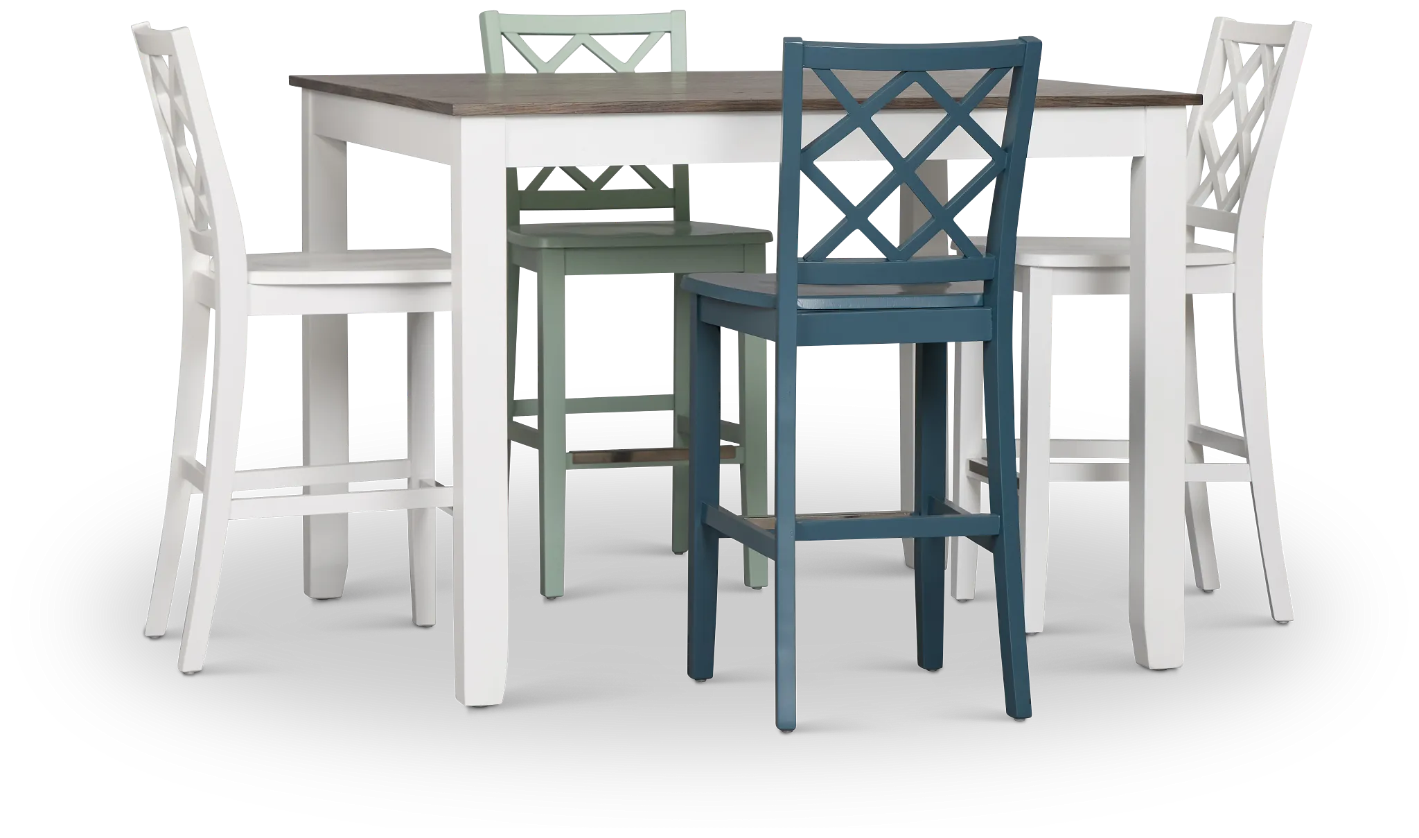 Edgartown Two-tone Square High Table & Mixed Barstools