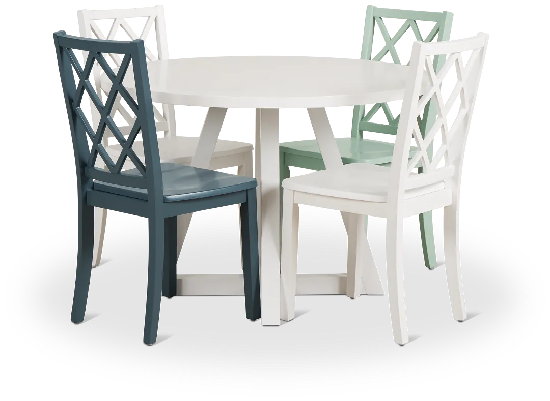 Edgartown White Round Table & Mixed Chairs