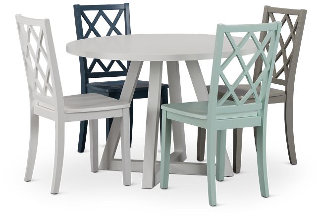Edgartown White Round Table & Mixed Chairs