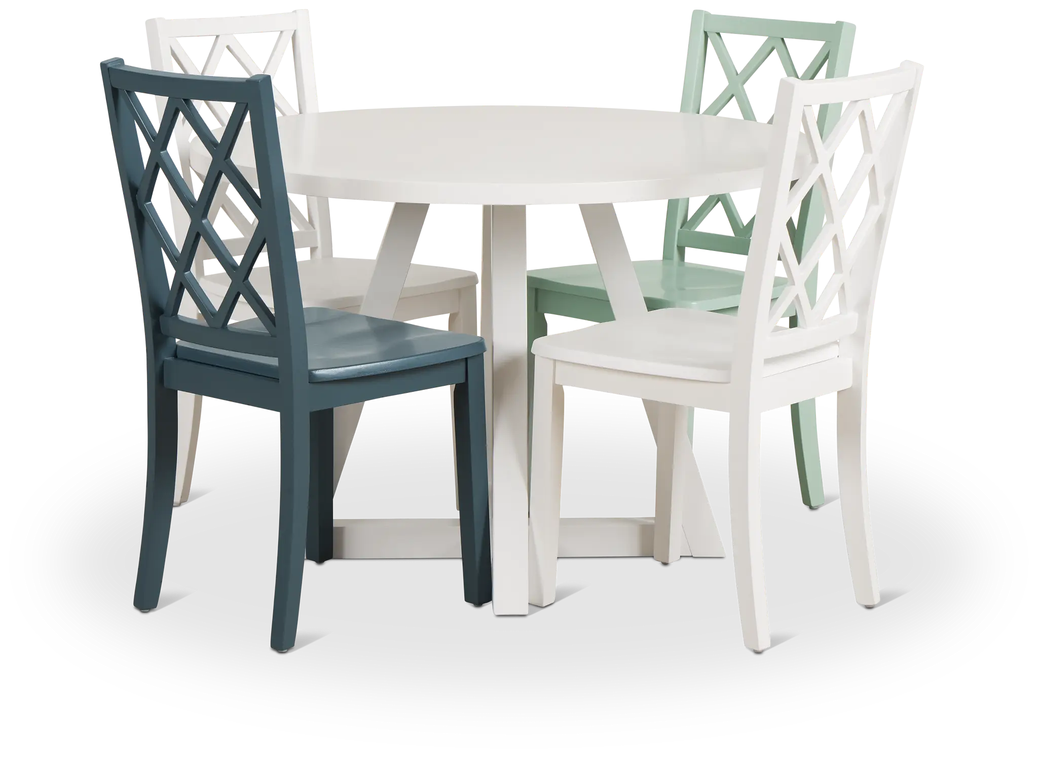 Edgartown White Round Table & Mixed Chairs Edgartown White Round Table & Mixed Chairs