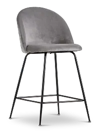 Capri Gray Upholstered 24" Barstools W/black Legs