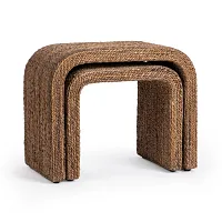 Tiki Light Tone Set Of 2 Nesting End Table