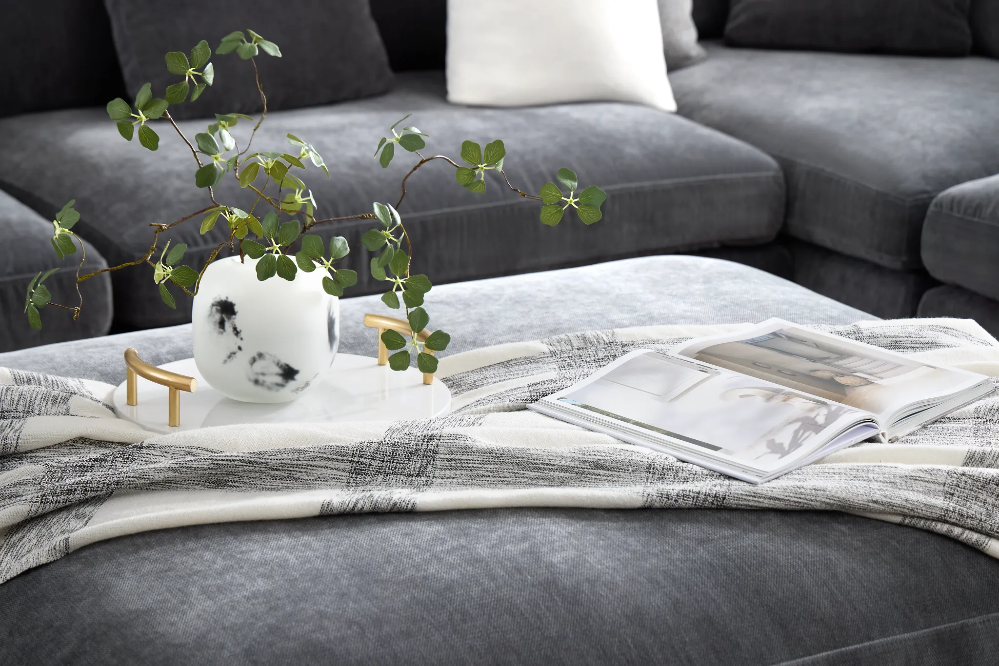 Lounge Dark Gray Fabric Ottoman