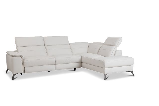Pearson White Leather Right Bumper Sectional