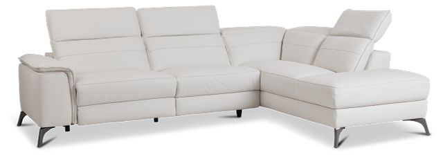 Pearson White Leather Right Bumper Sectional