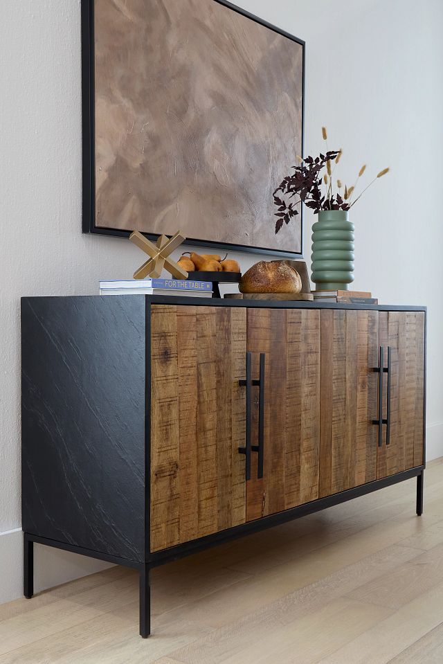 Dax Black Wood Four-door Cabinet