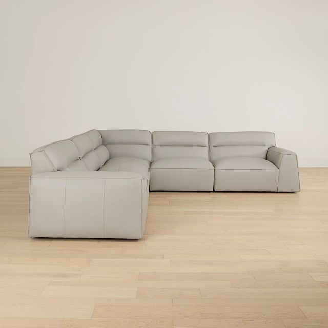 Blanca Gray Leather 5-piece Modular Sectional
