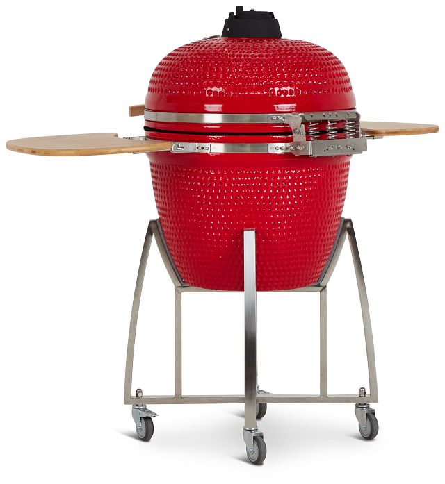 Kamado Red 23" Charcoal Grill With Base (3)