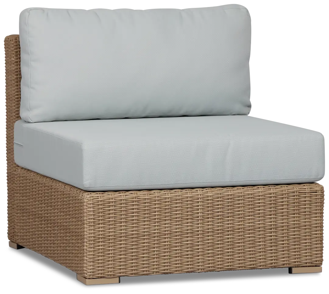 Montecito Light Tone Armless Chair With Light Blue Cushions Montecito Light Tone Armless Chair With Light Blue Cushions