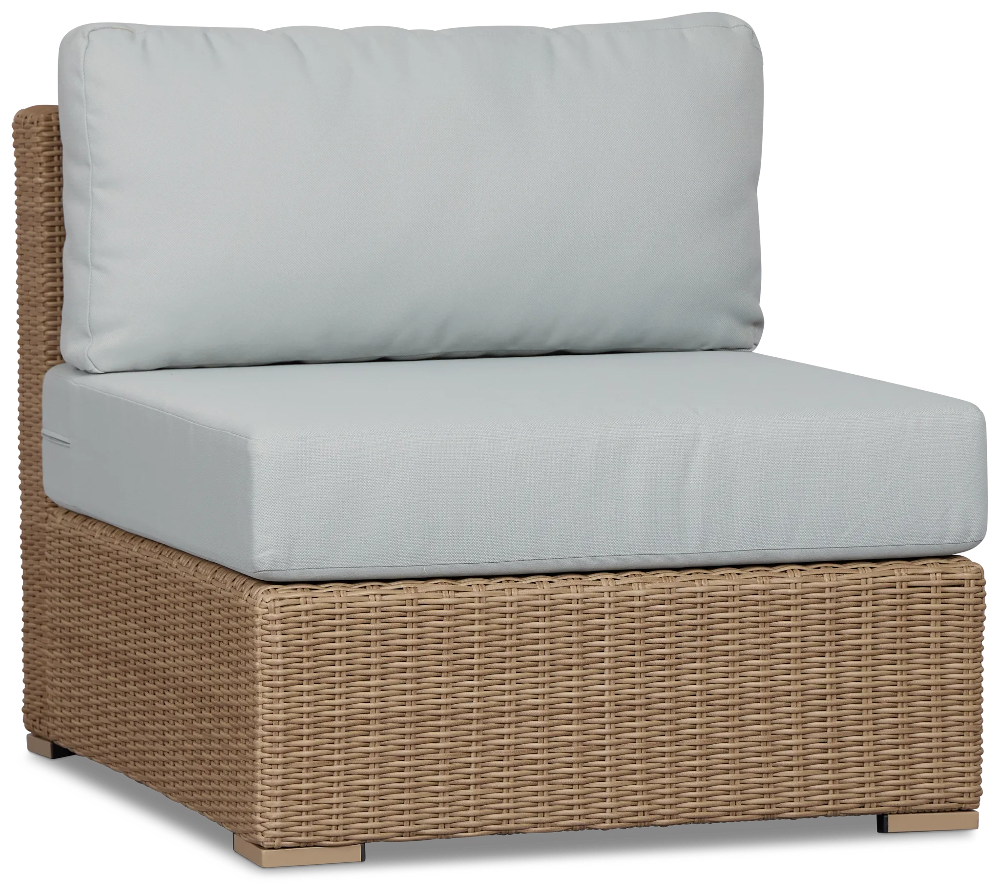 Montecito Light Tone Armless Chair With Light Blue Cushions