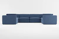 Destin Revenue Dark Blue Fabric 8-piece Modular Sectional