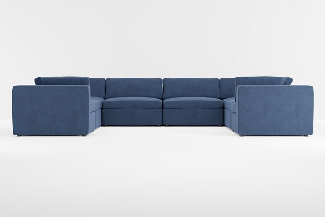Destin Revenue Dark Blue Fabric 8-piece Modular Sectional