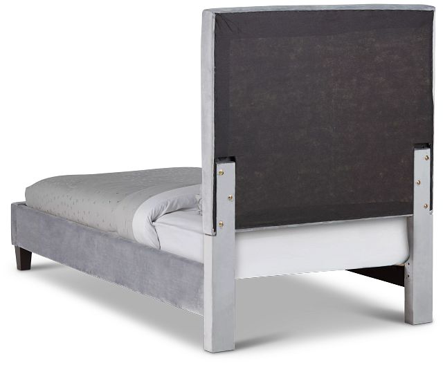 Collin Dark Gray Velvet Platform Bed