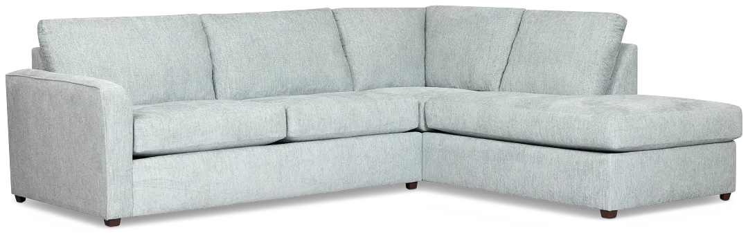 Shore Light Blue Fabric Right Bumper Sectional