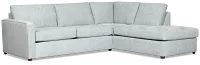 Shore Light Blue Fabric Right Bumper Sectional
