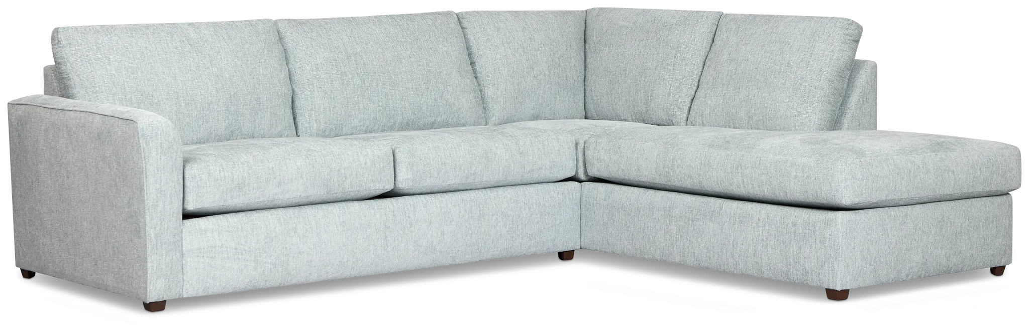 Shore Light Blue Fabric Right Bumper Sectional