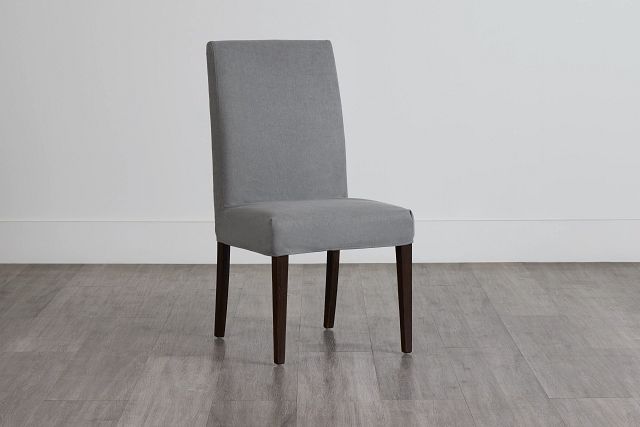 Destination Light Gray Short Slipcover Chair With Medium-tone Leg