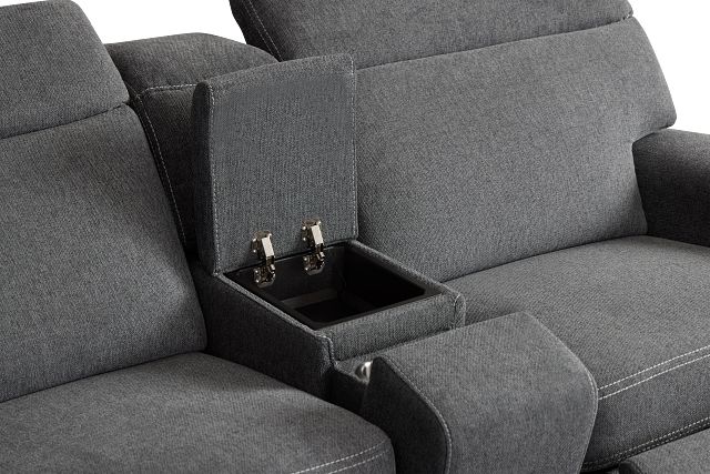 Callum Dark Gray Fabric Medium Dual Power 2-arm Reclining Sectional