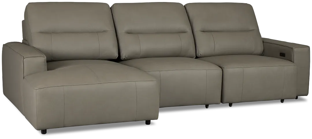 Rudy Gray Lthr/vinyl Left Dual Power Extension Chaise Sectional