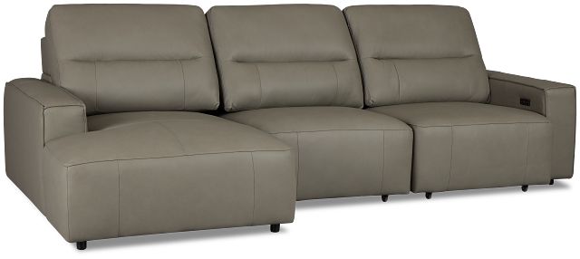 Rudy Gray Lthr/vinyl Left Dual Power Extension Chaise Sectional