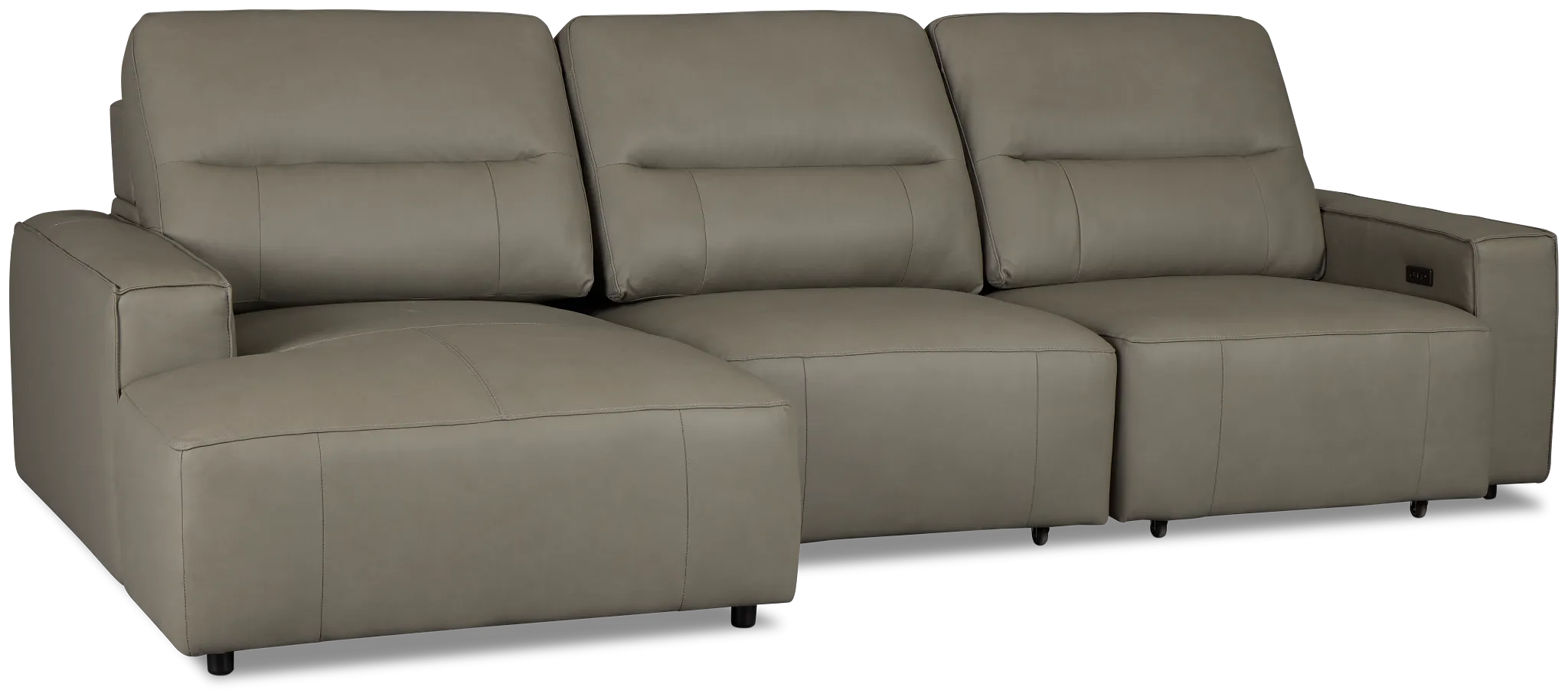 Rudy Gray Lthr/vinyl Left Dual Power Extension Chaise Sectional