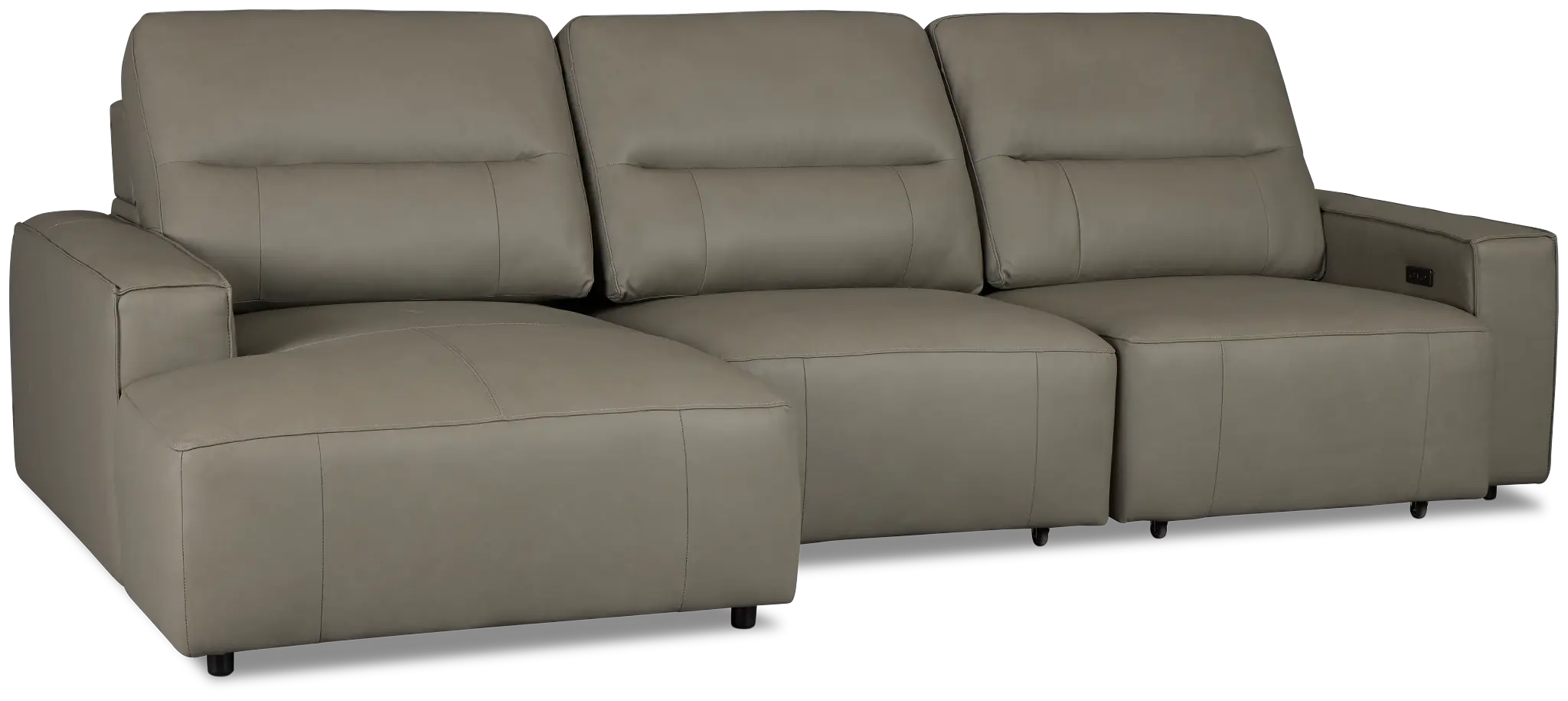 Rudy Gray Lthr/vinyl Left Dual Power Extension Chaise Sectional Rudy Gray Lthr/vinyl Left Dual Power Extension Chaise Sectional